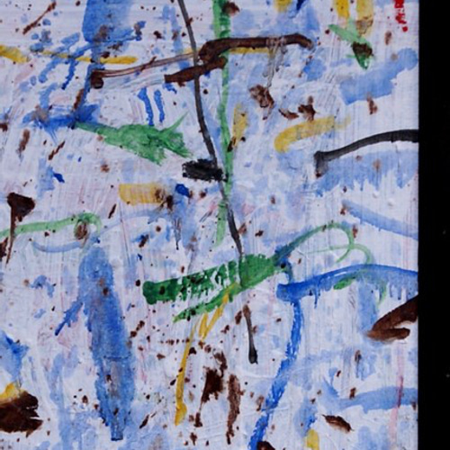 抽象画 現代アート 「彩-54」 色紙に油彩の抽象画 その他インテリア