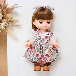 26cmドール服 ぬいぐるみ服 ピンクの花柄ワンピース ソランちゃん
