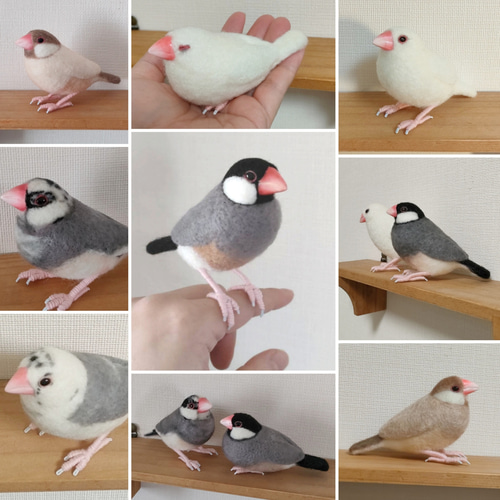 オーダー受け付け 文鳥 羊毛フェルト 羊毛フェルト クリぱん 通販