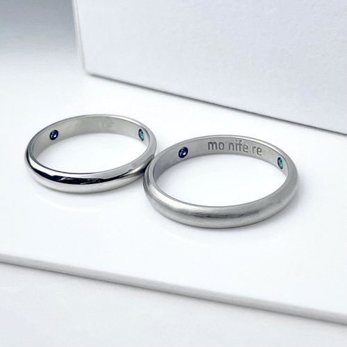 シークレット誕生石』シンプル ペアリング マリッジリング 結婚指輪