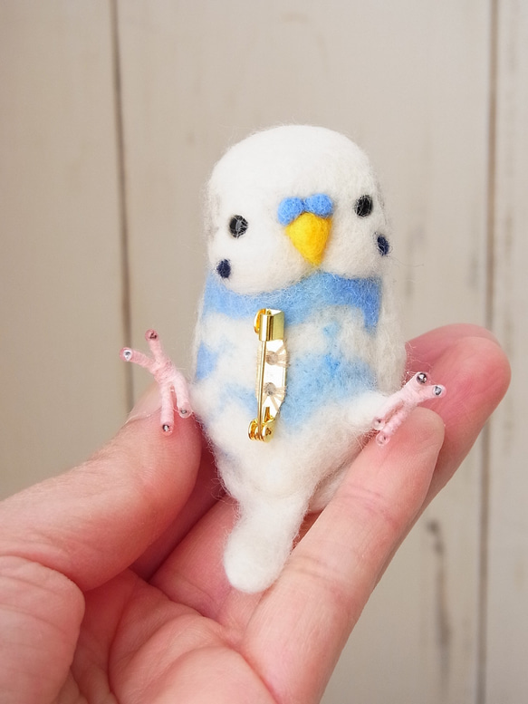 オーダーメイド よっこらインコブローチ（セキセイインコ）羊毛
