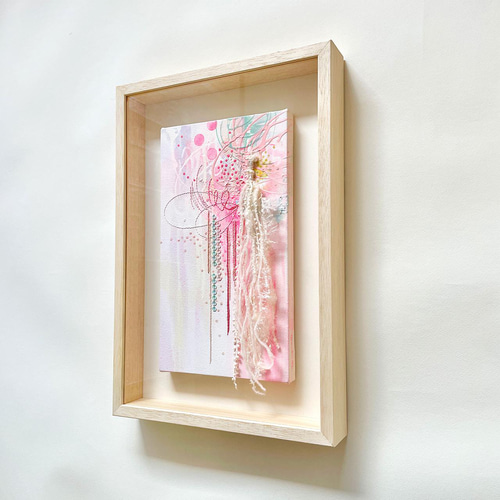 刺繍入り絵画「すぐそこに、輝く世界。」(額入り) 絵画 マスダトモミ