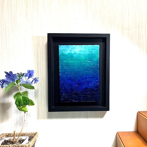 アクリル画の原画です。「海中でただようイメージ画」SMサイズ・海中の