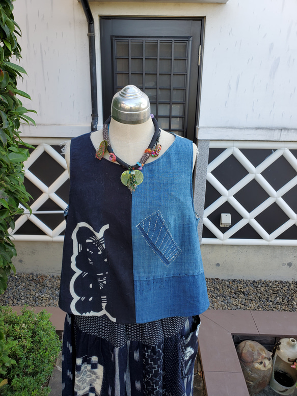 着物リメイク 古布 手作り 半纏 刺し子ふろしき ベスト ワンピース