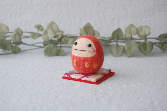 羊毛フェルト：受験生応援！だるまちゃんの置物 羊毛フェルト にじいろ