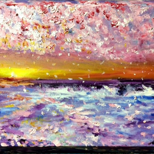 さくら雲ー立体ー』油絵 絵画 アトリエ風の通☆Etsuki Misu 通販