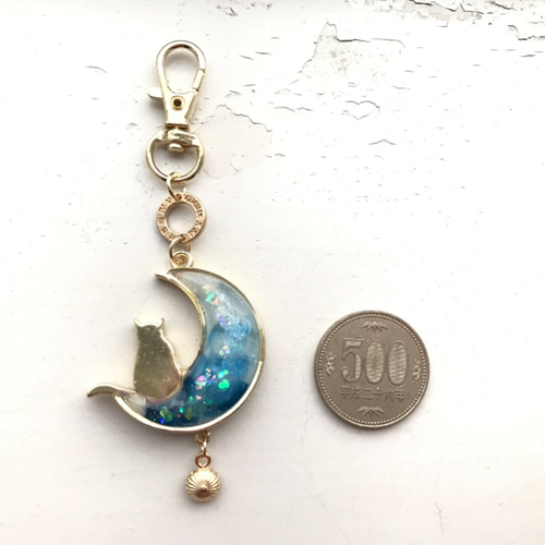 Moonlight cat ~ 月猫 バッグチャーム レジン キーホルダー ねこ 猫