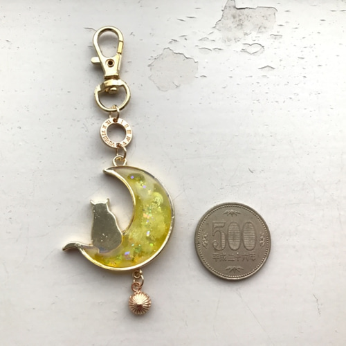 Moonlight cat ~ 月猫 バッグチャーム レジン キーホルダー ねこ 猫
