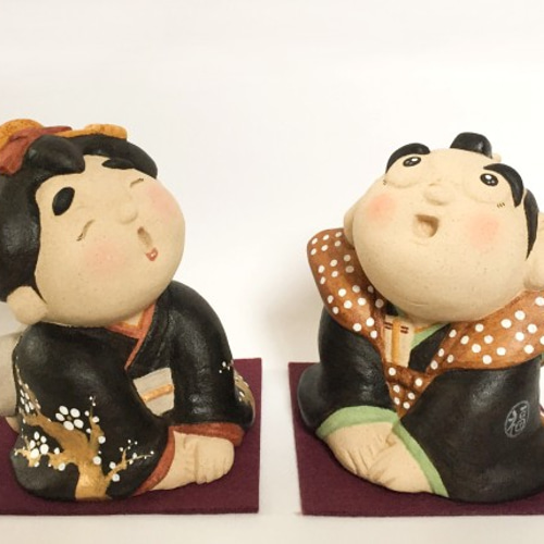 受注制作】福助さん お福さんセット 大サイズ 縁起物 その他置物
