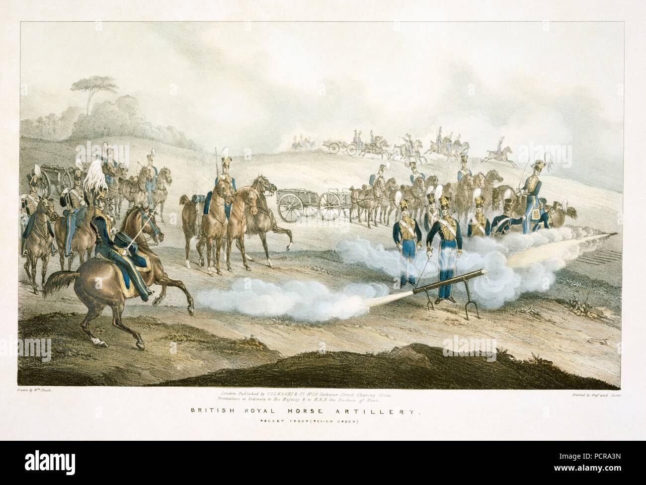 British Royal Horse Artillery rocket troop, 19th century. Artist