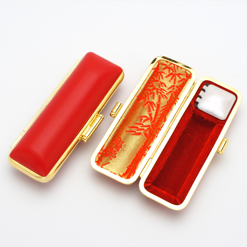 印鑑ケース「赤-金枠」16.5-18.0mm用(赤)｜印鑑ケース.com