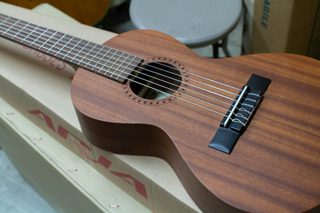 Aria ASA-18C NYLON トラベルギター ミニギター マイク搭載 アンプに