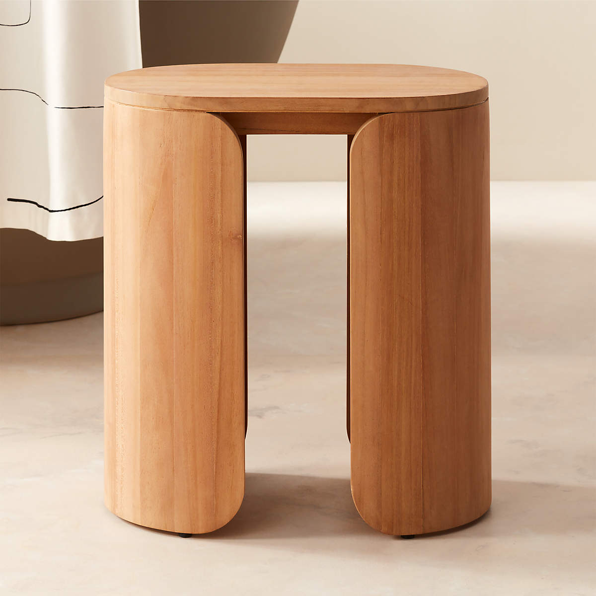 Neev Natural Teak Wood Stool | CB2