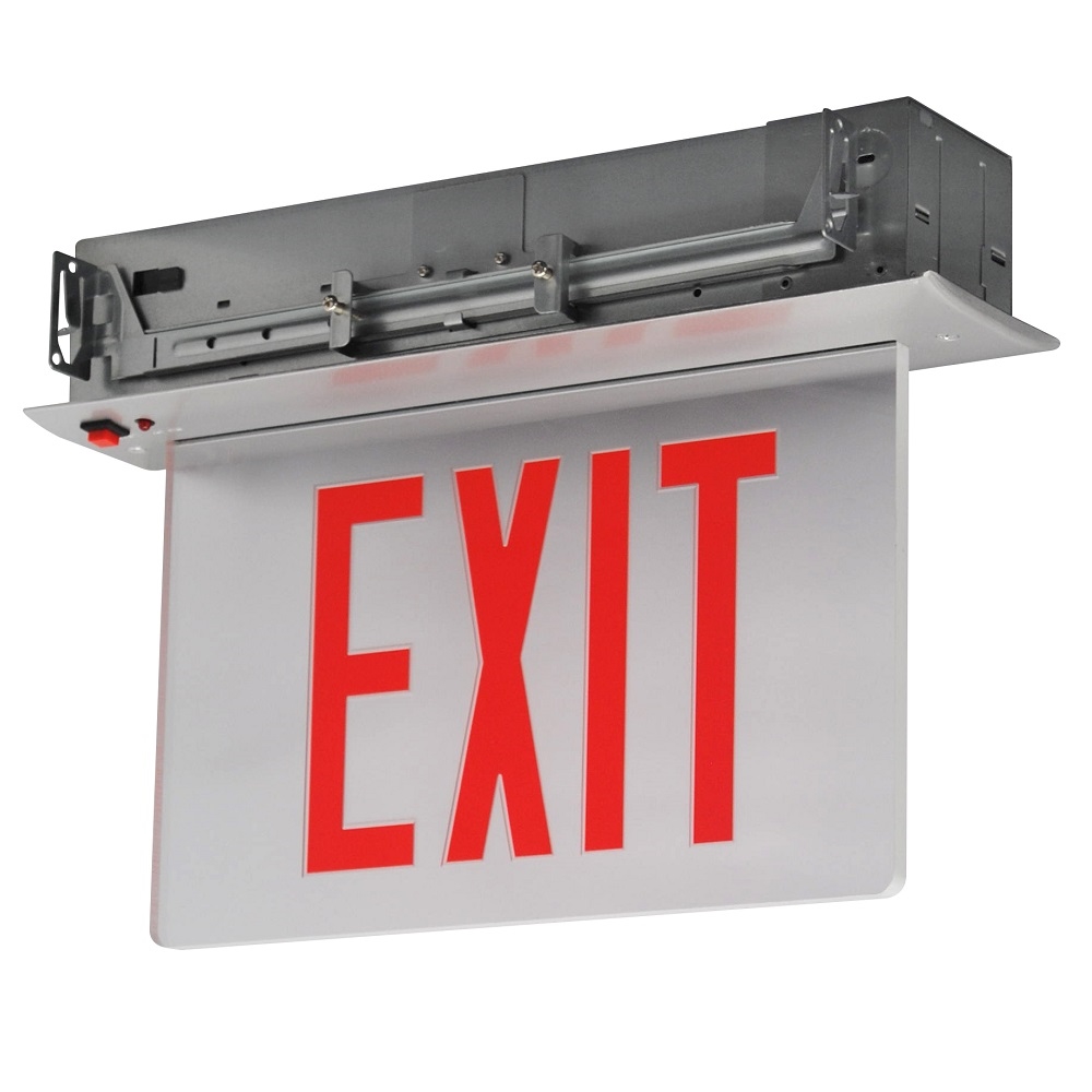 LED Recessed Edge Lit Exit Sign, Aluminum Housing, RELZXTE-