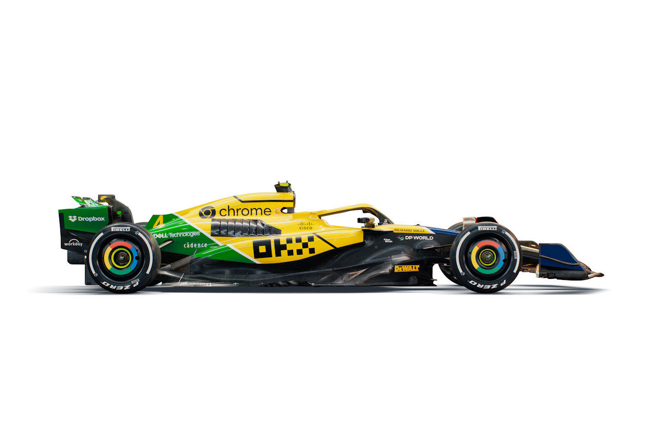 アイルトン・セナ・トリビュートカラーが施されたマクラーレンMCL38と