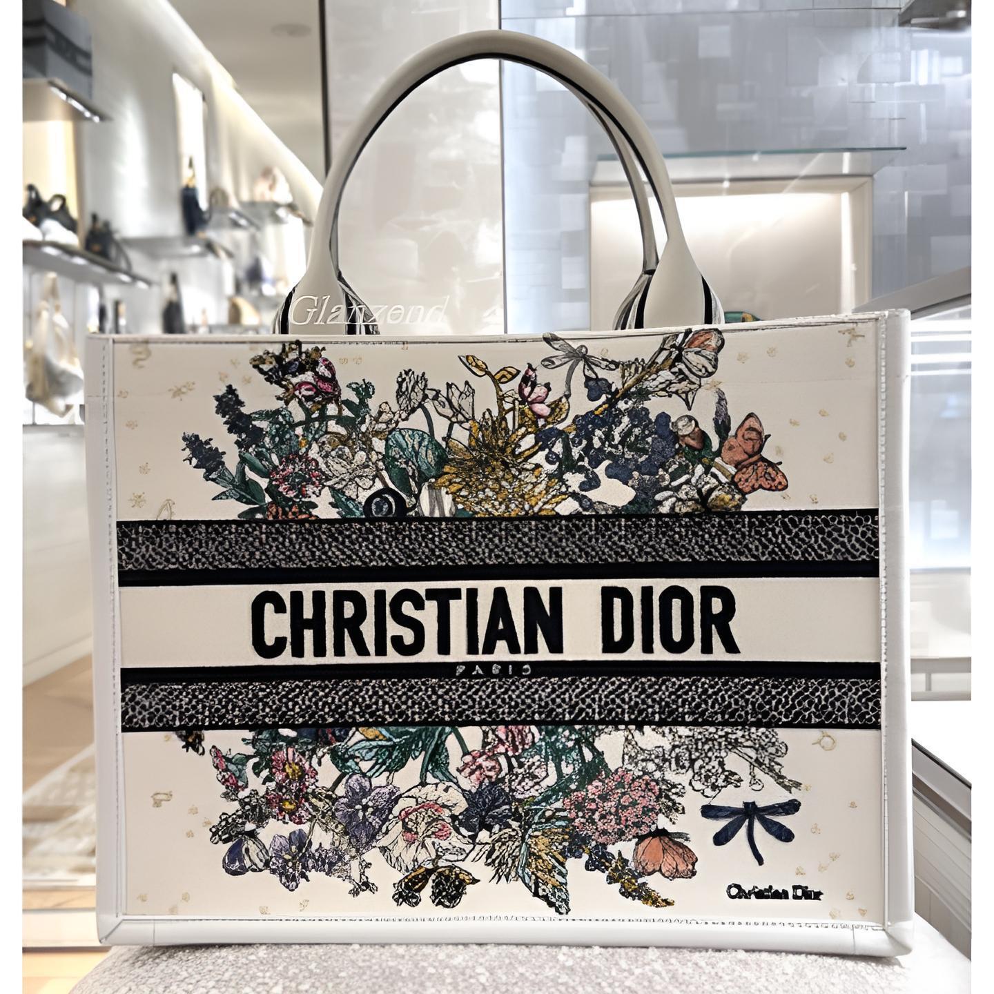 花柄の刺繍が美しい♪【Dior】Dior Book Tote ミディアムバッグ (Dior