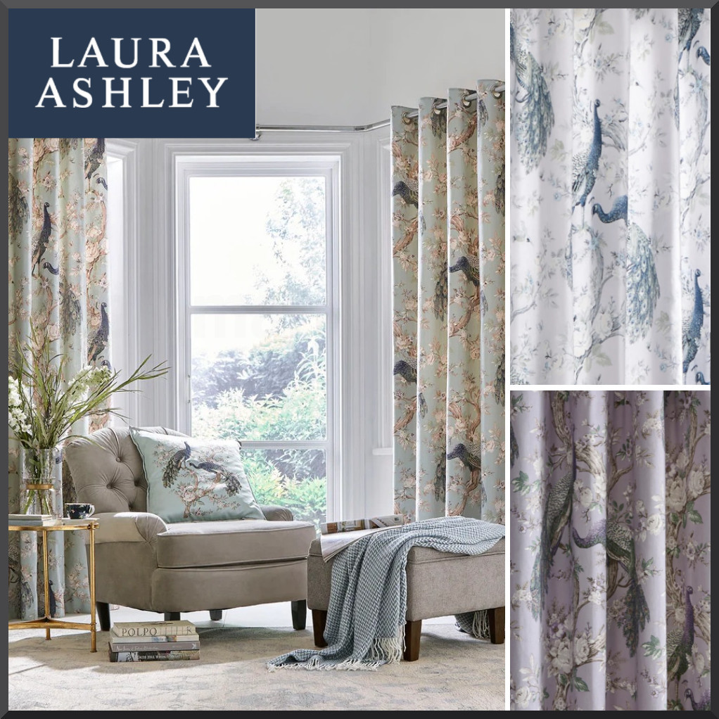 Laura Ashley◇Belvedere アイレット カーテン◇くじゃく 3色 (Laura