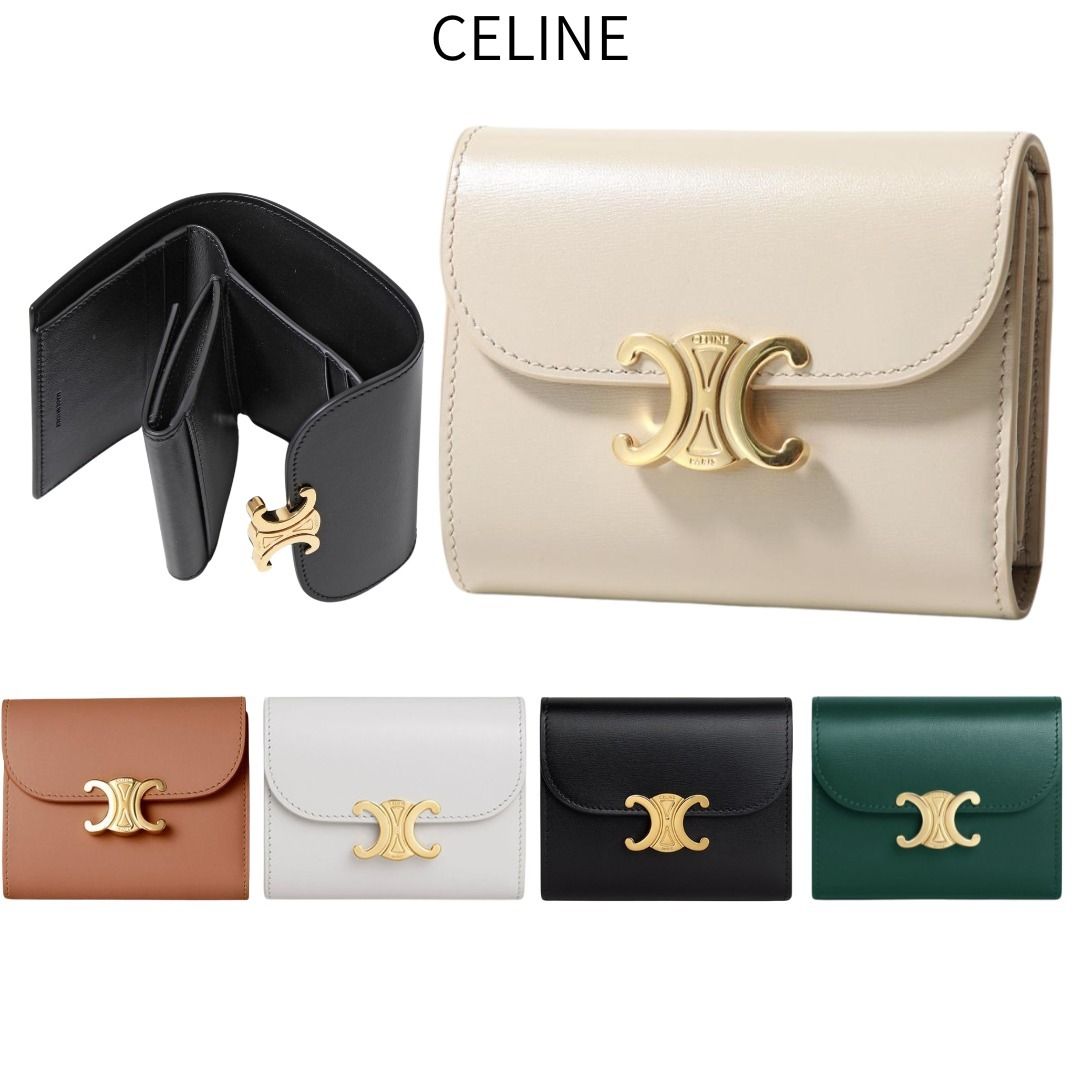 CELINE＞スモール フラップウォレットシャイニーカーフスキン (CELINE