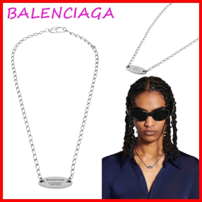 BALENCIAGA ロゴ Everyday アンティーク ネックレス シルバー