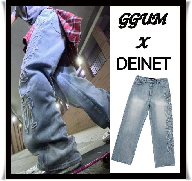 GGUM X DEINET】DENIM PANTS IN BLUE ☆TXT ヨンジュン コラボ (DEINET
