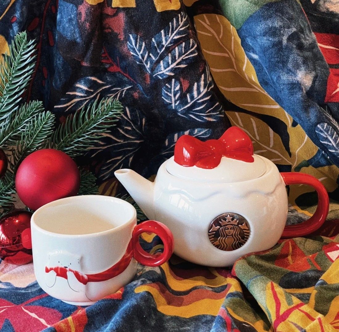 スターバックス海外中国クリスマスリボンポットマグカップセット