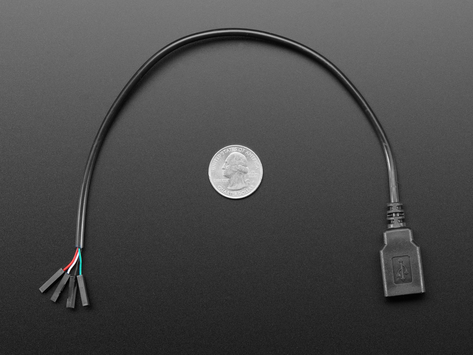 USB Type A Jack Breakout Cable with Premium Female Jumpers [30cm