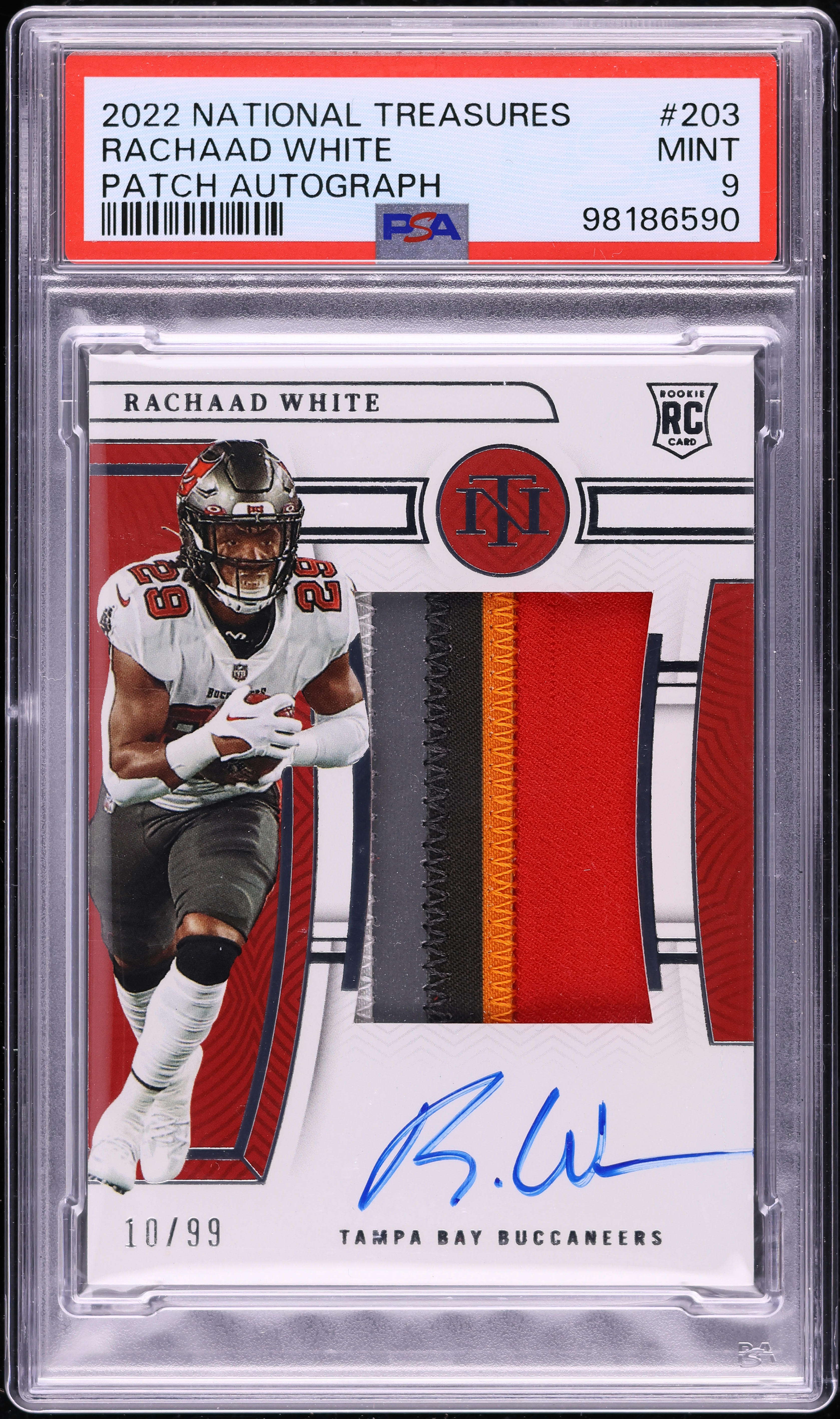 2022 National Treasures Rachaad White ROOKIE PATCH AUTO /99 #203