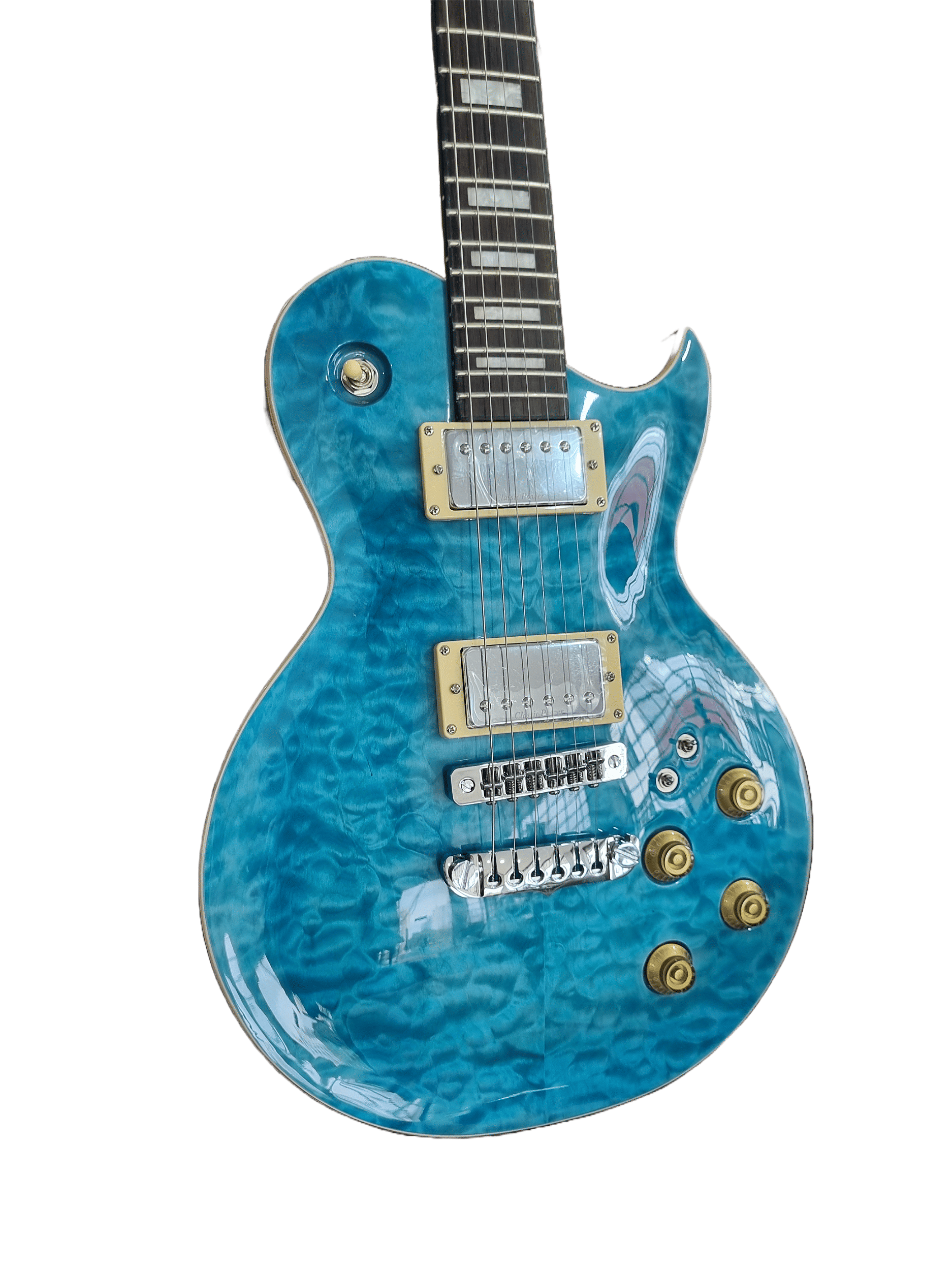 Guitarra Aria Pro II PE-480 See-Through Emerald Blue - Look Music