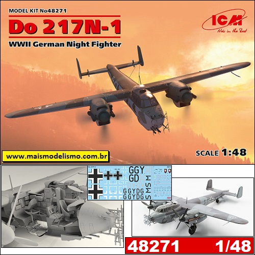 Plastimodelismo ICM No.48271, Do217N1, WWII German Night Fighter