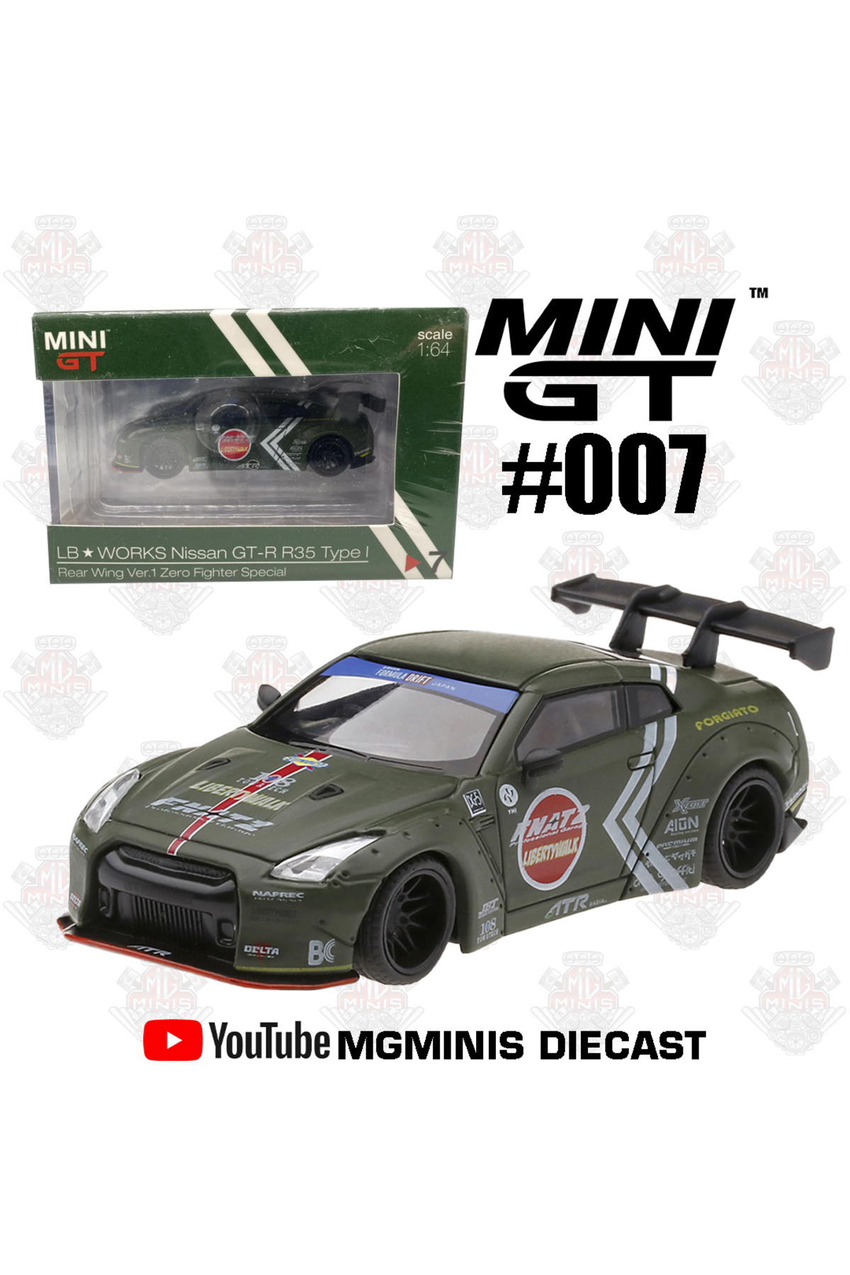 HOT WHEELS MINI GT LB WORKS Nissan GT-R (R35) Zero Fighter Special