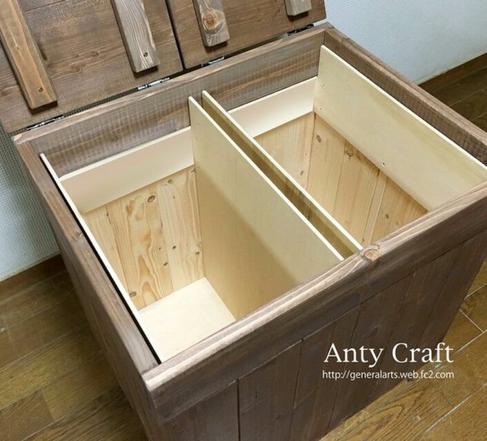 分別ゴミ箱 45L×2袋対応 ハンドメイド アンティーク風ダストボックス