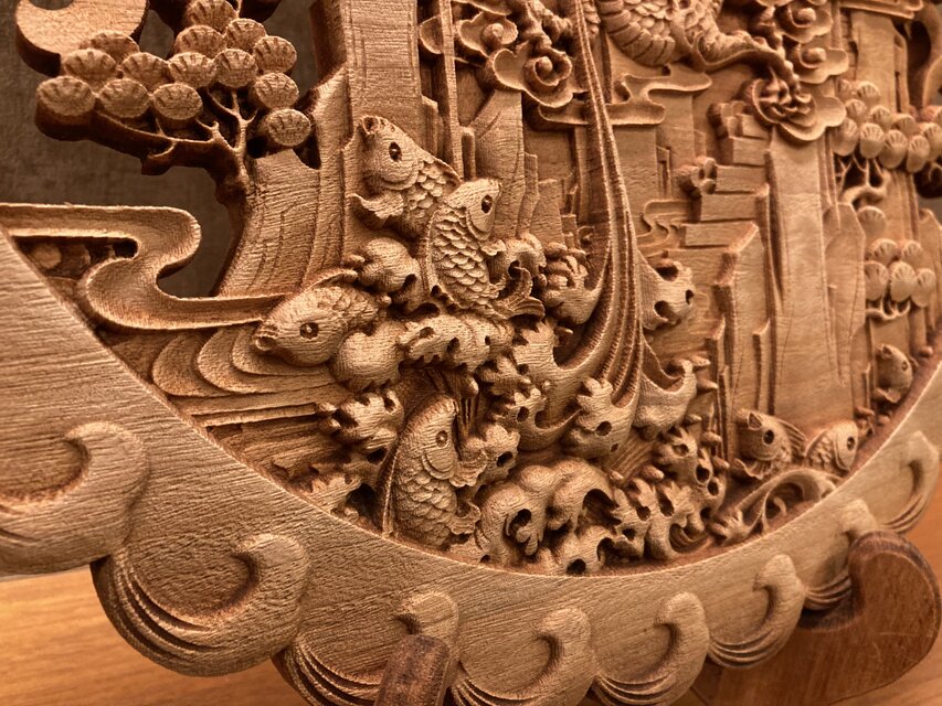 鯉登竜門Ⅱ 38cm（登竜門・滝登り) 参次元彫刻 | iichi 日々の暮らし
