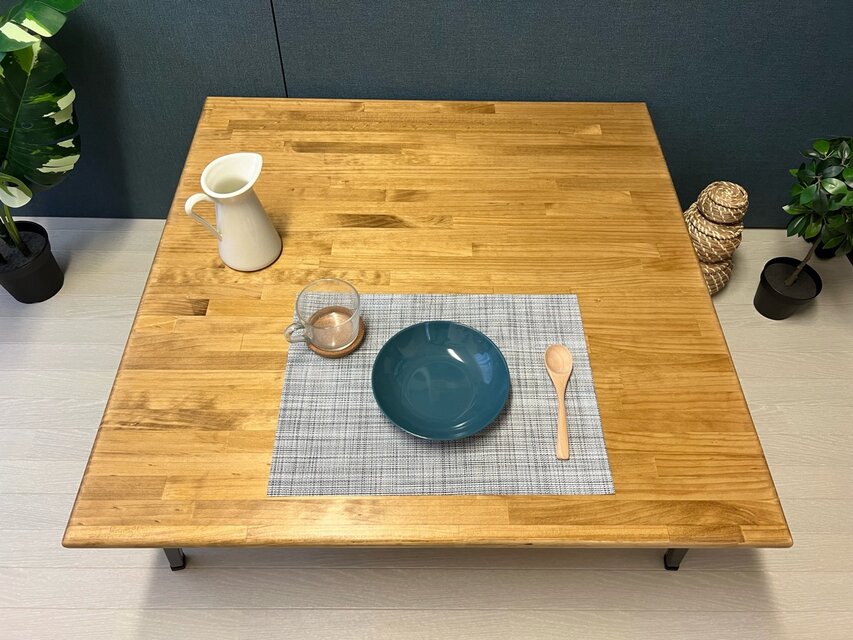送料無料】 ローテーブル 正方形 90cm パイン エボニー 折りたたみ脚