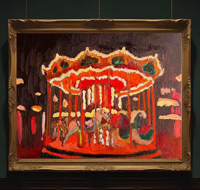 原画「夜のメリーゴーランド」F6・油彩画 | iichi 日々の暮らしを