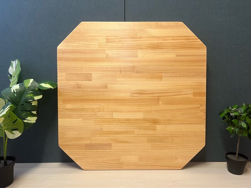 送料無料】 ローテーブル 八角形 90cm パイン ナチュラル 木組支柱脚