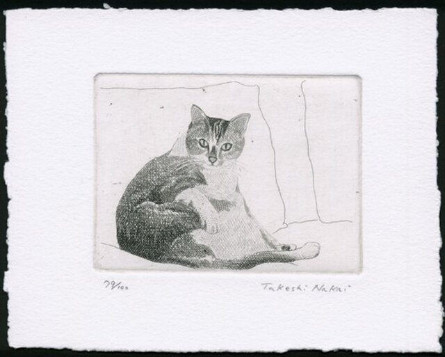 ソファーに座る猫 / 銅版画 (作品のみ） | iichi 日々の暮らしを