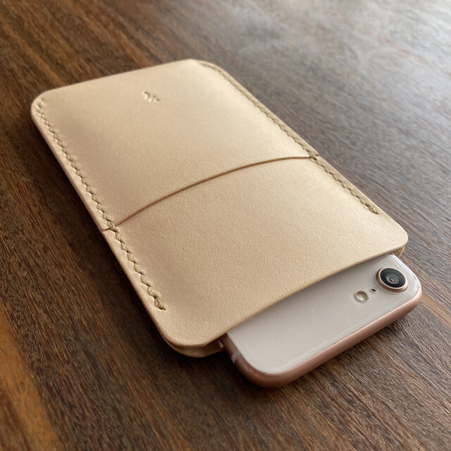 ヌメ革丨全機種対応スマホケース【spot/すぽっと】手縫い 手作り