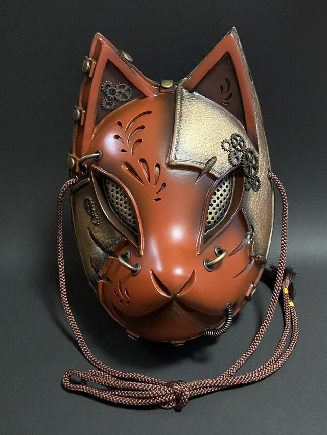 狐面 steampunk Ver.（茶×金） | iichi 日々の暮らしを心地よくする