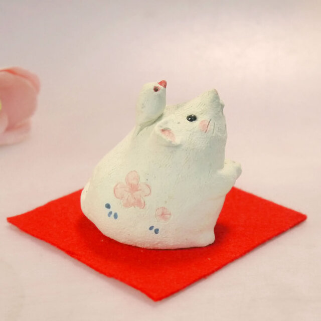 2020年の干支 子（ネズミ）の陶器の置物「ねずみと文鳥」 | iichi 日々