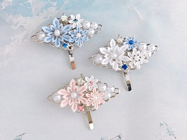 雪の結晶のポニーフック （ つまみ細工＊受注制作 ） | iichi 日々の