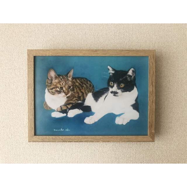 猫イラスト 「青い猫」（複製画） | iichi 日々の暮らしを心地よくする