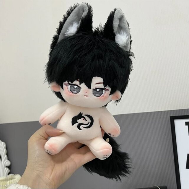 20cm 無属性 ぬいぐるみ 黒髪黒目男の子 獣耳付け着せ替えぬいぐるみ