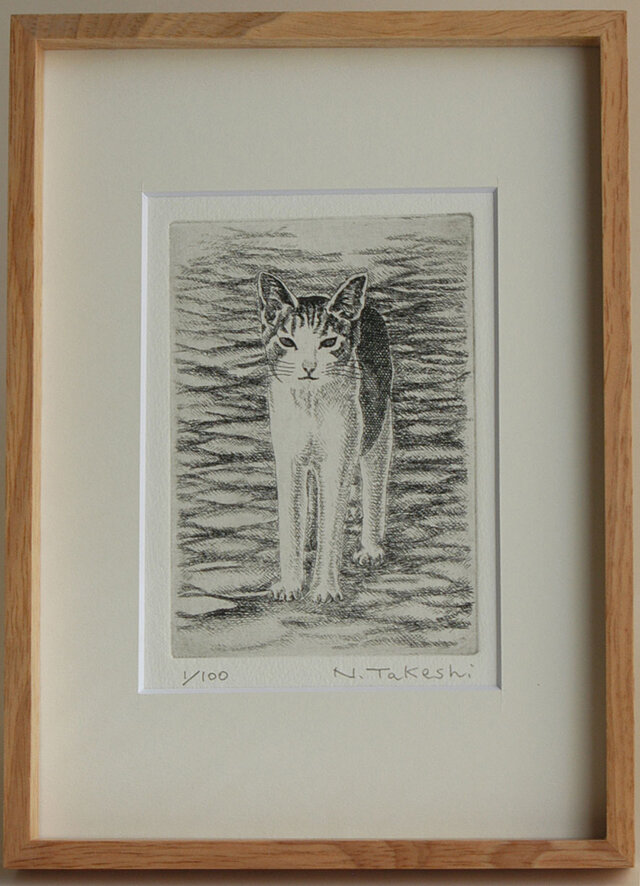 猫・2024/銅版画(額あり） | iichi 日々の暮らしを心地よくする
