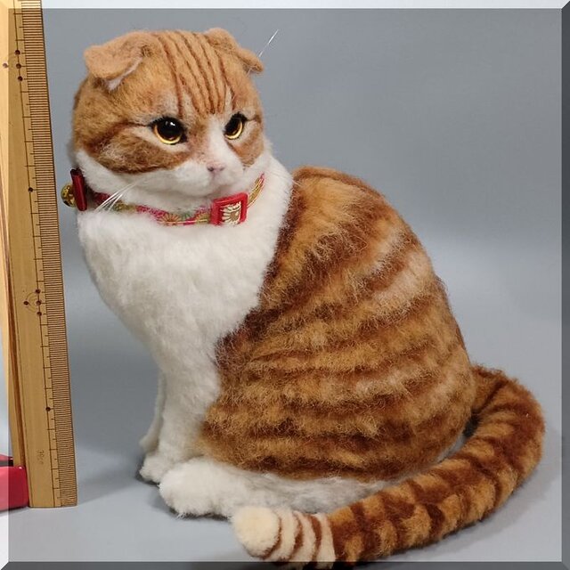 羊毛フェルト 猫 スコティッシュフォールド ねこ ネコ 猫フィギュア