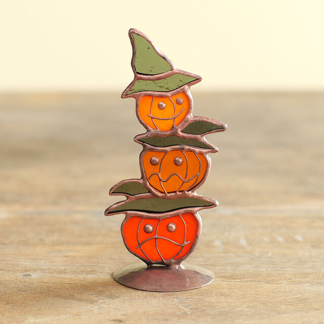 ハロウィン かぼちゃお化けの三兄弟 ステンドグラス | iichi 日々の