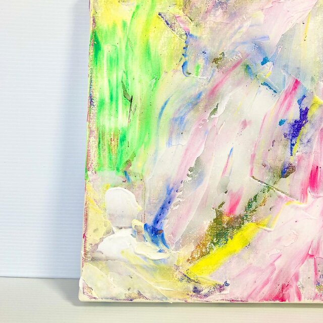 即興で生きる ピンク イエロー グリーン カラフル 抽象画 現代アート