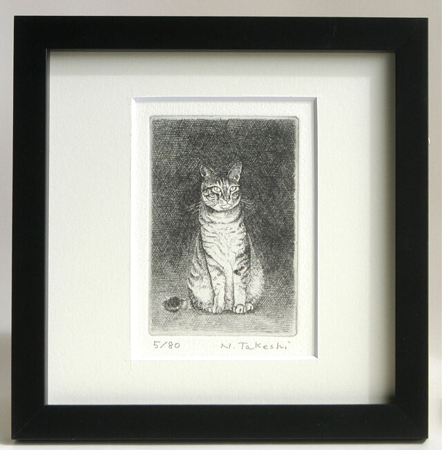 猫・2014/銅版画(額カラー・黒/あり） | iichi 日々の暮らしを心地よく
