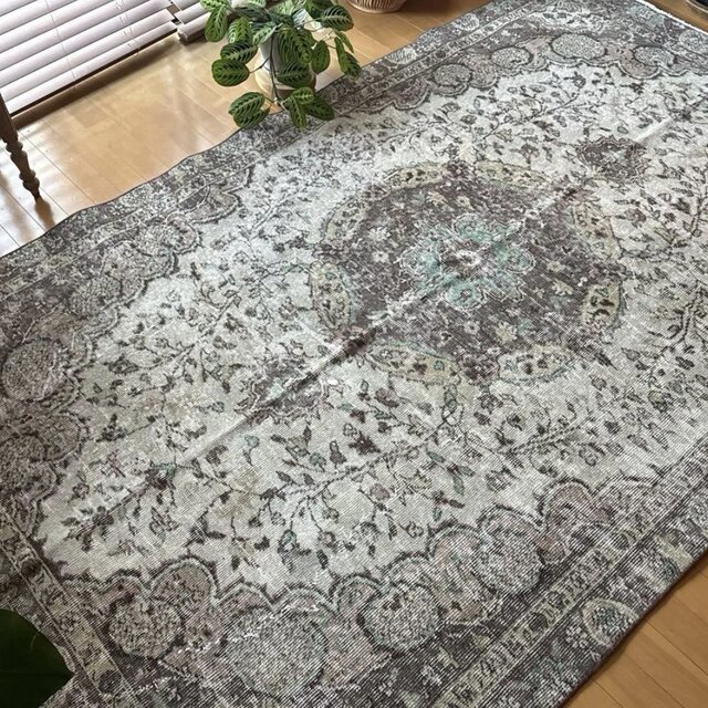 超大判163×263メダリオン 細やかなボタニカル トルコヴィンテージラグ