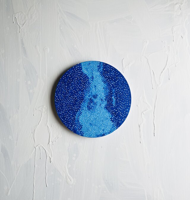 直径25㎝「天の川銀河（星空3)」油彩・絵画・原画・丸形・アート