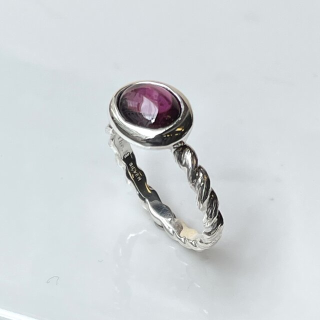 ロードライト ガーネット ぽってり石座 2.5ct OVカボション シルバー